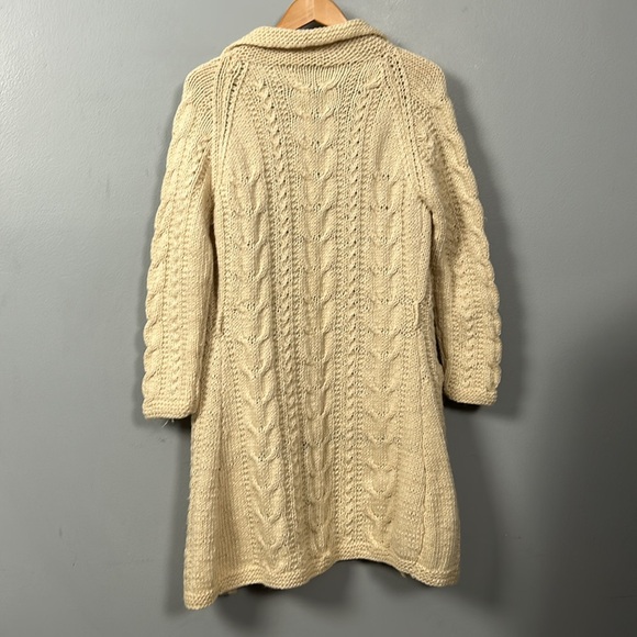 Handmade Cream Knit Long Cardigan size small vintage - Picture 9 of 12